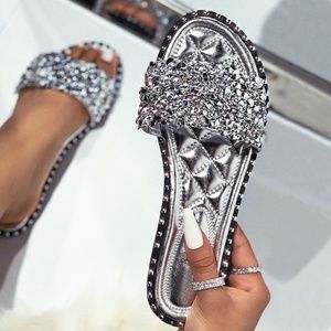 Wild Diva | Shoes | New Sparkling Rhinestone Crystal Slide Flip Flop |  Poshmark